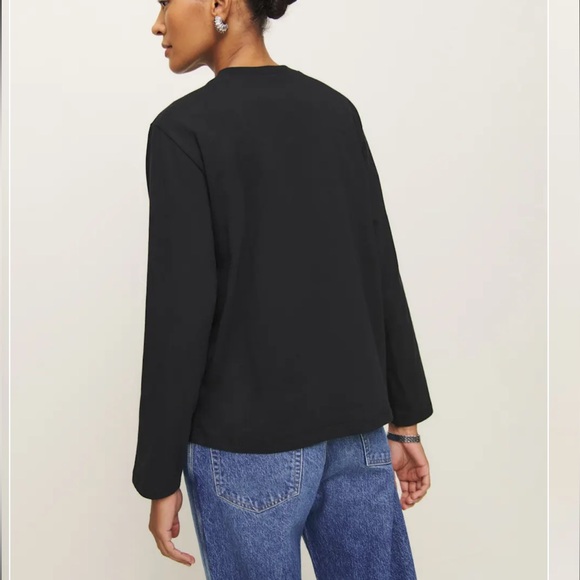 Reformation Asher Oversized Long Sleeve Tee Black - Size S - Picture 2 of 5